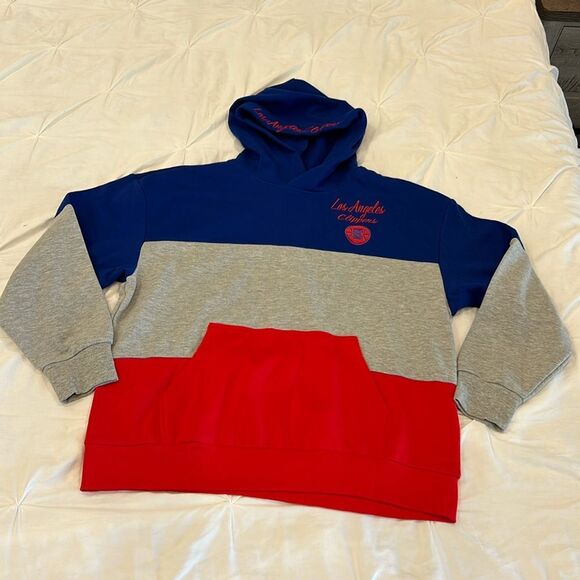 NWT NBA 4Her  Stores Los Angeles Clippers Colorblock Pullover Hoodie Sweater LG - Picture 1 of 9